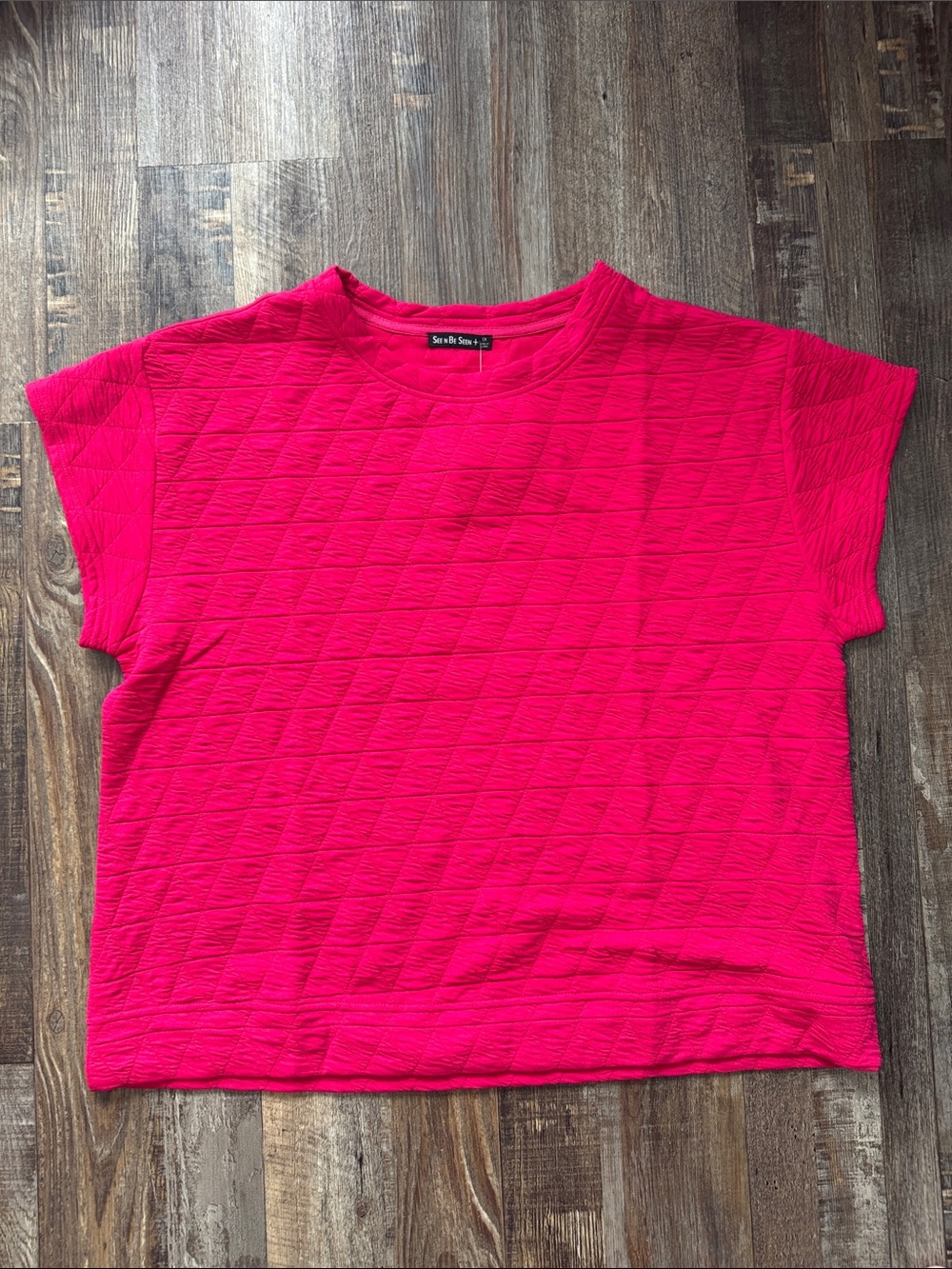 See N Be Seen Vibrant Pink Short Sleeve Textured Tee